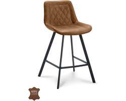 Icon Living - Barkruk Jim Zithoogte 65 - Microleder Bull Camel - Poot Zwart