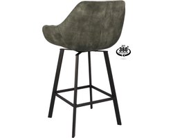 Icon Living - Barkruk Ronan - Velours Adore Hunter - Poot Zwart
