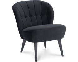 Icon Living - Fauteuil Bali - Velours Riviera Zwart - Poot Zwart