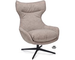 Icon Living - Fauteuil Otto - Stof Leo Mocca - Poot Zwart 360° Draaibaar