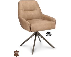 Icon Living - Stoel Bobbie - Microleder Bull Liver - Poot Bronze 360° Return-system