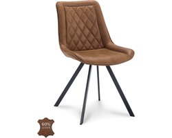 Icon Living - Stoel Jim - Microleder Bull Camel - Poot Zwart