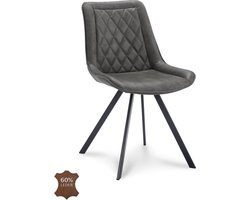 Icon Living - Stoel Jim - Microleder Bull Graphite - Poot Zwart