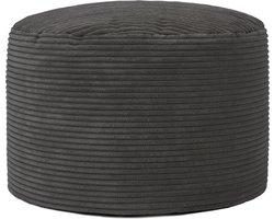 icon "Milano" Corduroy Hocker, Houtskool, XXL Zitzak Stoel met Vulling, Poef, Woonkamerzitzakken