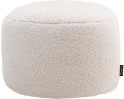 icon - Milano Poef - Ronde Zitzak Hocker - Fluffy Pluche Borg - Wit