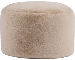 icon - Milano Poef - Ronde Zitzak Hocker - Fluffy Pluche Imitatiebont - Crème