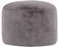 icon - Milano Poef - Ronde Zitzak Hocker - Fluffy Pluche Imitatiebont - Grijs