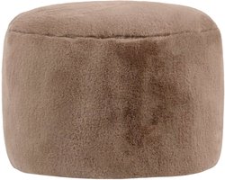 icon - Milano Poef - Ronde Zitzak Hocker - Fluffy Pluche Imitatiebont - Mocha