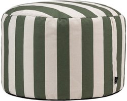 icon - Milano Poef - Ronde Zitzak Hocker - Gestreept - Olijfgroen