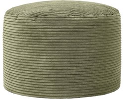 icon - Milano - Ronde Poef - Corduroy - Groen - 55x35x55 - Binnen