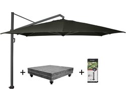 Icon premium zweefparasol 350x350 cm faded black met 150 KG voet en hoes