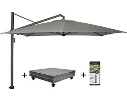 Icon premium zweefparasol 400x300 cm manhattan met 150 KG voet en hoes