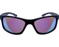 ICON Sport Zonnebril FRONTIER - Zwart montuur met rubber finish - Blauw spiegelende glazen - GEPOLARISEERD