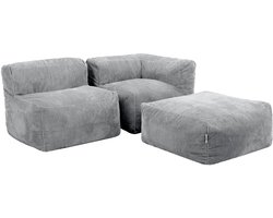 icon - Zen Modulaire Hoekbank - Driedelige Bank met Hoekelement - Ribfluweel - Grijs