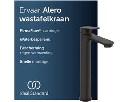 Ideal Standard Alero wastafelkraan, met afvoer, waterbesparend – Matzwart