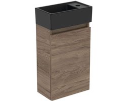 Ideal Standard Eurovit+ - Kast met fontein, 55x35x20 cm, 1 deur, walnoot/zijdezwart R0578Y9