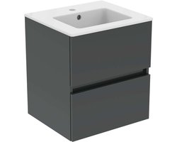 Ideal Standard Eurovit - Kast met wastafel, 55x50x44 cm, 2 laden, glanzend grijs R0571TI