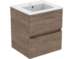 Ideal Standard Eurovit - Kast met wastafel, 55x50x44 cm, 2 laden, notenhout R0571Y9