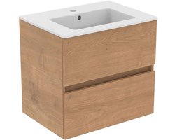 Ideal Standard Eurovit - Kast met wastafel, 55x60x44 cm, 2 laden, eiken natuur R0572Y8