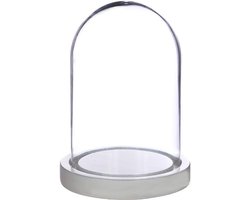 Ideas 4 Seasons Decoratie stolp - glas - houten wit plateau - D12 x H16 cm