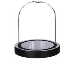 Ideas 4 Seasons Decoratie stolp - glas - houten zwart plateau - D12 x H13 cm