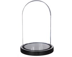 Ideas 4 Seasons Decoratie stolp - glas - houten zwart plateau - D14 x H21 cm
