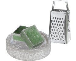 Ideas4seasons Amberblokjes/geurblokjes cadeauset - dennen geur - inclusief schaaltje en mini rasp