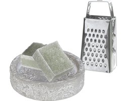 Ideas4seasons Amberblokjes/geurblokjes cadeauset - eucalyptus geur -inclusief schaaltje en mini rasp