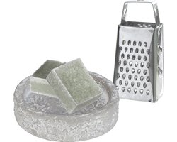 Ideas4seasons Amberblokjes/geurblokjes cadeauset - jasmijn geur - inclusief schaaltje en mini rasp