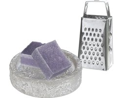 Ideas4seasons Amberblokjes/geurblokjes cadeauset - lavendel geur - inclusief schaaltje en mini rasp