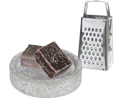 Ideas4seasons Amberblokjes/geurblokjes cadeauset - musk geur - inclusief schaaltje en mini rasp