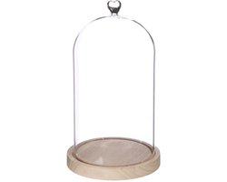 Ideas4seasons Decoratie stolp met hartje - houten plateau - D14 x H28 cm - presentatie stolpen
