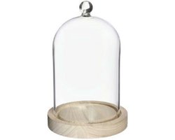 Ideas4Seasons Decoratie stolp - met sierknopje - houten plateau - D12 x H18 cm - presentatie stolpen