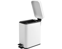 iDesign 44252EU vuilnisbak wit plastic metaal deksel voetpedaal keuken badkamer 1410 x 3010 x 2750 cm pedaalemmer 50 liter