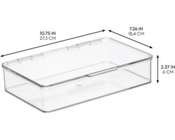 iDesign 63030 Kast/Keuken Binz Stapelbare Keuken Opbergcontainer, Kleine Plastic Opbergdozen voor de Keuken, Doorzichtig, 18 x 27,25 x 6 cm