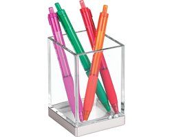 iDesign Bureau pennenbakje zilver en transparant - 41180EU - Decoratief