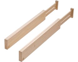 iDesign ladeverdeler verstelbaar 6,5 cm hoog 2 stuks - Hout - Verstelbaar | Duurzaam | Uitschuifbaar