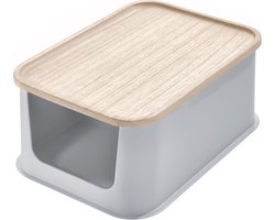 iDesign - Medium Opbergbox met Opening en Deksel - Gerecycled Kunststof - Grijs