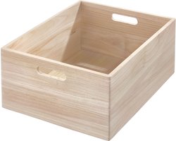 iDesign - The Home Edit Hout Opberg Box Groot - Paulownia Hout - Bruin