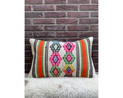ierkussenhoes - 41x60 cm – Original Kelim Kussenhoes - Authentieke stijl kussenhoesjes - Handgeweven kelim kussen - %100 Wol