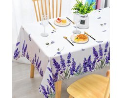 iEvery Tafelkleed Wasbaar, Paars Lavendel Tuintafelkleed Rechthoekig Weerbestendig Bloemen Tafelkleed Polyester Tafelkleed Waterdicht voor Buiten Tuintafel Keuken Eettafel Tuin 140x180 cm