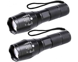 IGOODS - 2 STUKS LED Zaklamp - Wit Licht- licht gewicht - Militaire zaklamp - LED zaklamp - Inzoombaar