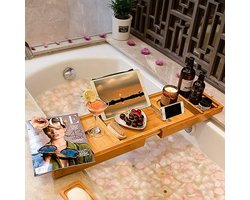 IGOODS - Bamboe Badrek Uitschuifbaar - badplank - Bamboo Brug Verstelbaar