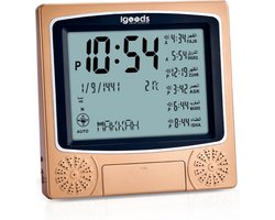 Igoods Gebedstijdenklok - Al Harameen Athan Klok - Moslim Athan Klok - Tafelklok - Azan Watch & Clock - Rosé goud
