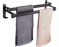 Igoods handdoekrek dubbele stang zonder boren - handdoekrek badkamer - handdoekhouder - handdoekstang - 60CM