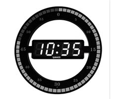 Igoods Klok - Wandklok Digitaal - Led Klok Rond - Modern - Secondeteller