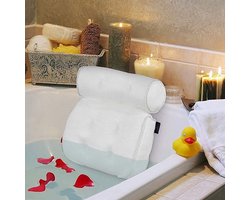 Igoods Luxe Home Spa Badkussen - Hoofd/nek/rug en schoudersteun - Thuisspa - Luxe badaccessoires- Wit