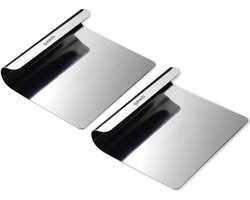 Igoods Multifunctionele Keukenhulp - Groenteschep - Kookschep - Kookspatel - 18/10 Roestvrij Staal - RVS - Deegschraper - 12 x 14 cm - 2 Stuks