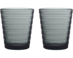 Iittala Aino Aalto - Tumbler Glazen Set - Waterglas - Vaatwasserbestendig - Donkergrijs - 22 cl - 2 Stuks