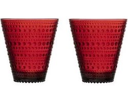 Iittala Kastehelmi Tumbler Glazen Set - Waterglas - Vaatwasbestendig - Cranberry - 30 cl - 2 Stuks